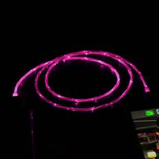 USB-A til USB-C Kabel med LED Lys. 1m. Pink