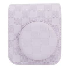 for Mini 12 Camera Protective Case Vintage Checkerboard Plaid Portable Travel Storage Cover Bag violett