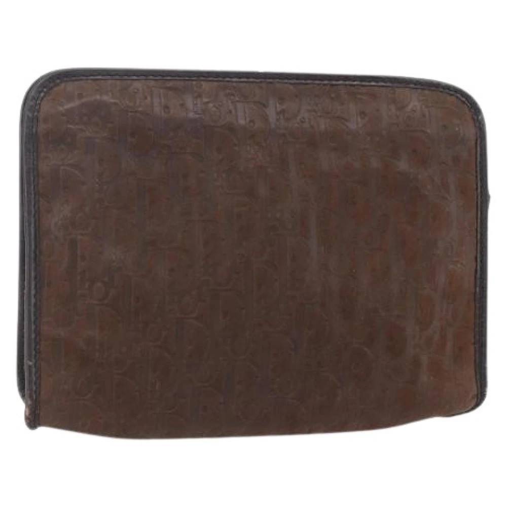Dior Vintage Pre-owned Trotter Canvas Clutch - Vintage - Dame - Brun - ONE SIZE -