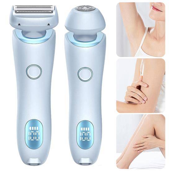 Kvinnor Elektrisk Epilator Dual Head USB Uppladdningsbar Vattentät Ansiktskropp Bikiniområde Arm Ben Hårborttagningsenhet Hårborttagningsmedel Trimmer