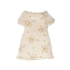 Maileg – Nattlinne rosa med blommor, lillasyster mus