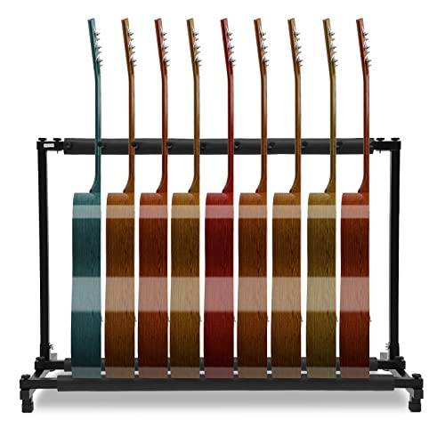 Garbenat Gitarrställ 9 fästen gitarrställ vikbart multi-gitarrställ järn gitarrram stoppning fristående gitarrhylla för akustisk gitarr elgitarr bas