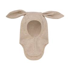 Huttelihut Ribbad Ullbalaklava Med Öron Camel Melange  Camel Melange 74/80 cm  Brun  74/80 cm  Unisex