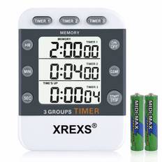 Digital køkkenur magnetisk stopur timer med ur, magnet, 3-niveau lydstyrke, LCD-display til madlavning, sport, studier, 2 AAA-batterier