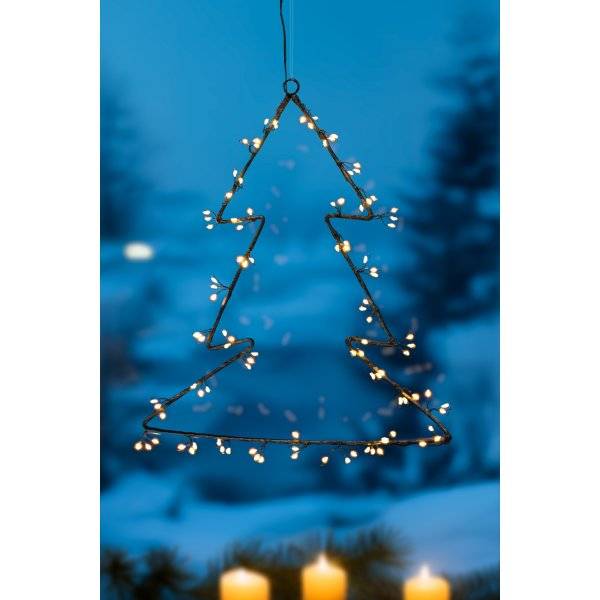 Juletræ m. cluster LED, H40 cm, Sort/Varm Hvid
