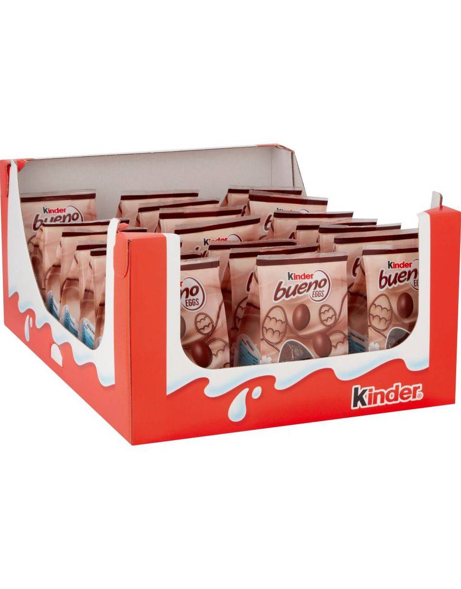 21 stk Kinder Bueno Eggs - Mælkechokoladeæg med Cremet Hasselnøddefyld 1680 g - Hel Æske