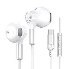 USB C-hörlurar för Samsung USB C-hörlurar med mikrofon in-ear-hörlurar trådbundna öronsnäckor USB typ C-hörlurar för Galaxy S23 Ultra S22 S21 FE S20 A53 A54 iPad Pro 2022 iPad Air 5/4/Mini 6, Pixel 7