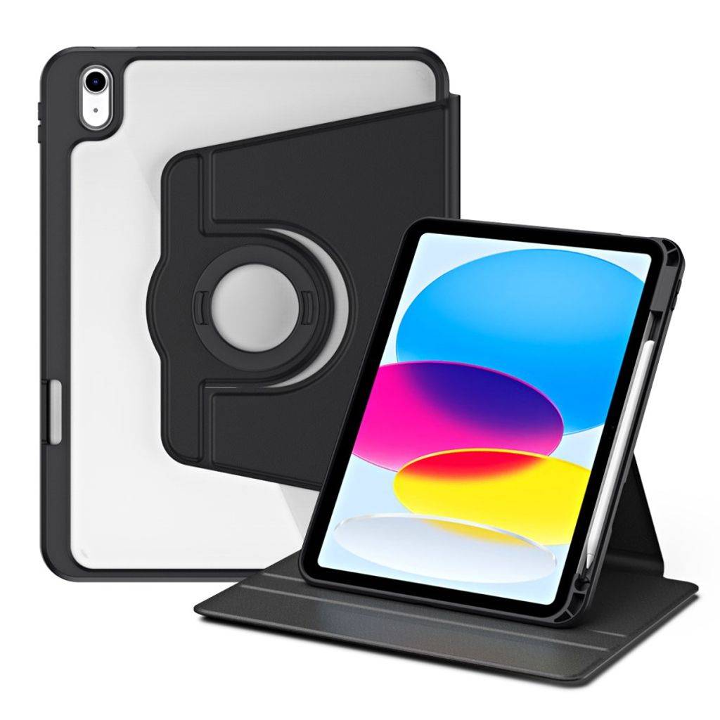 iPad 10.9" 2022 / iPad 11" 2025 etui med roterbar stativ - Sort