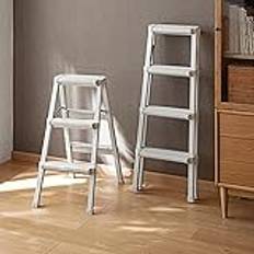 Folding 3 Step Stool - Step Stool for Bed, Strong & Lightweight Aluminium Ladder, Multi Purpose Double Sided - Easy to Store - Maximum Load 150kg (White 3 Steps) (White 3 Steps)