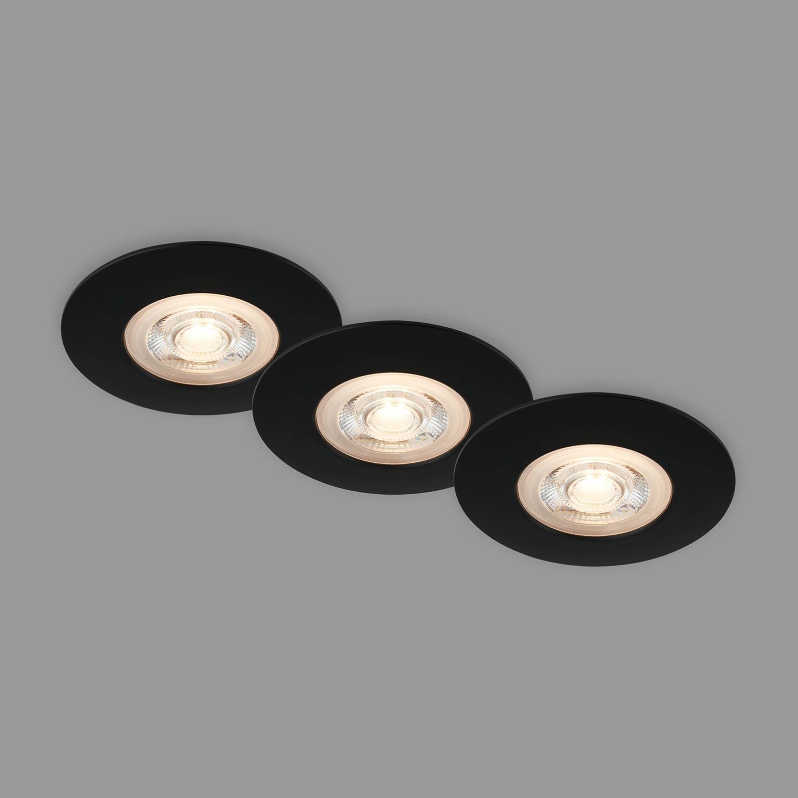 Briloner LED-inbyggnadsspot Kulana svart 3-set IP65, Svart, Vardagsrum / matsal, Syntetmaterial, Modern