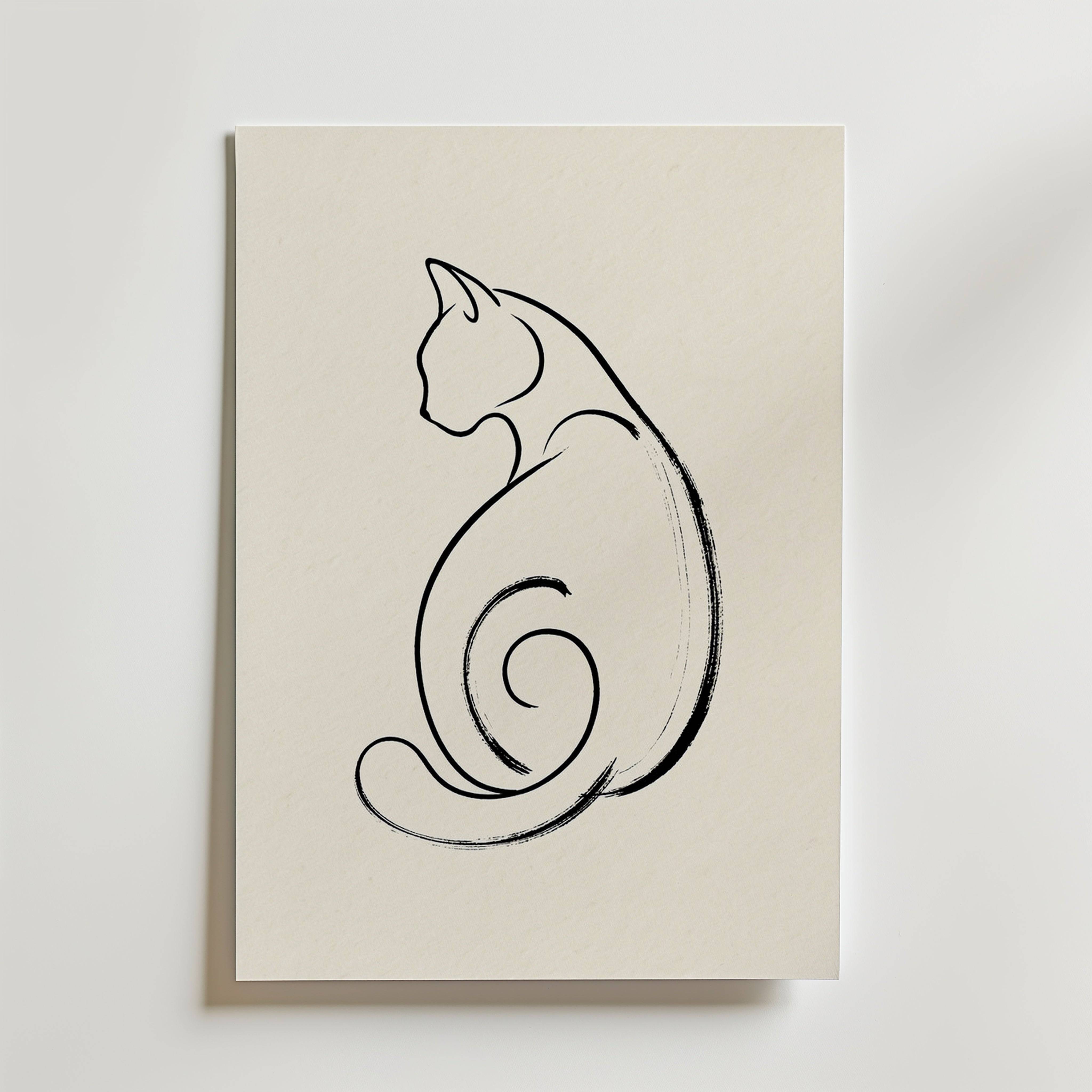 Feline Curl Poster - Fine Art Poster 100x140 cm