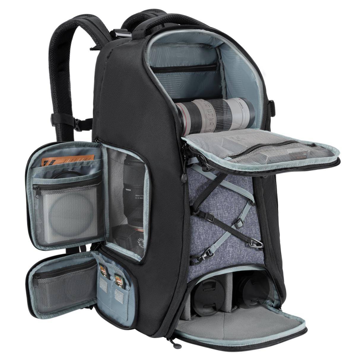 KENTFAITH K&F Concept Camera Backpack,Camera Bags for Photographers 30L Large Capacity with Raincover Laptop Compartment Compatible for Canon/Nikon/Sony/DJI Mavic Drone Travel 30L Nature Wander 08 (Grey)