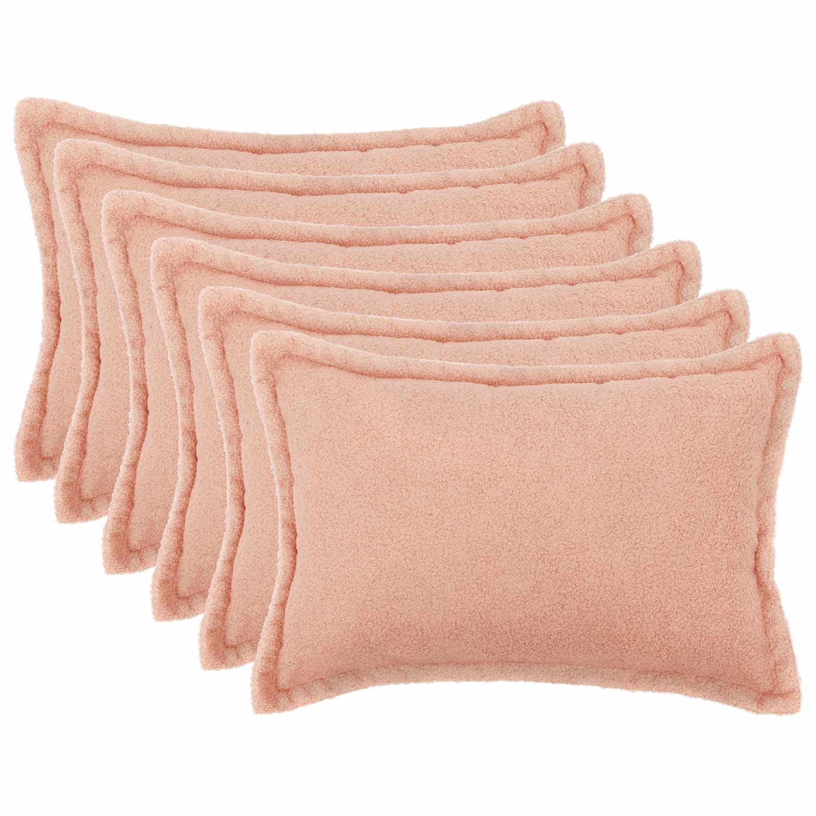 vidaXL Pudebetræk 6 pcs HOUTEN Lyserød 40 x 60 cm Bouclé