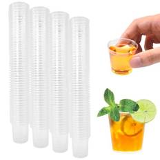 Cisolen 300 stycken shotglas, plast, 20 ml, shotglas, plast, genomskinliga skottkoppar, återanvändbara dryckeskoppar för bankettfester, jul, födelsedagar, bröllop (2 cl/20 ml)