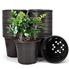 KAHEIGN 50 st 15 cm plastväxt blomkrukor lätta frön startkrukor barnkammare plantor krukor blomma växt behållare (15 x 13 cm, svart)