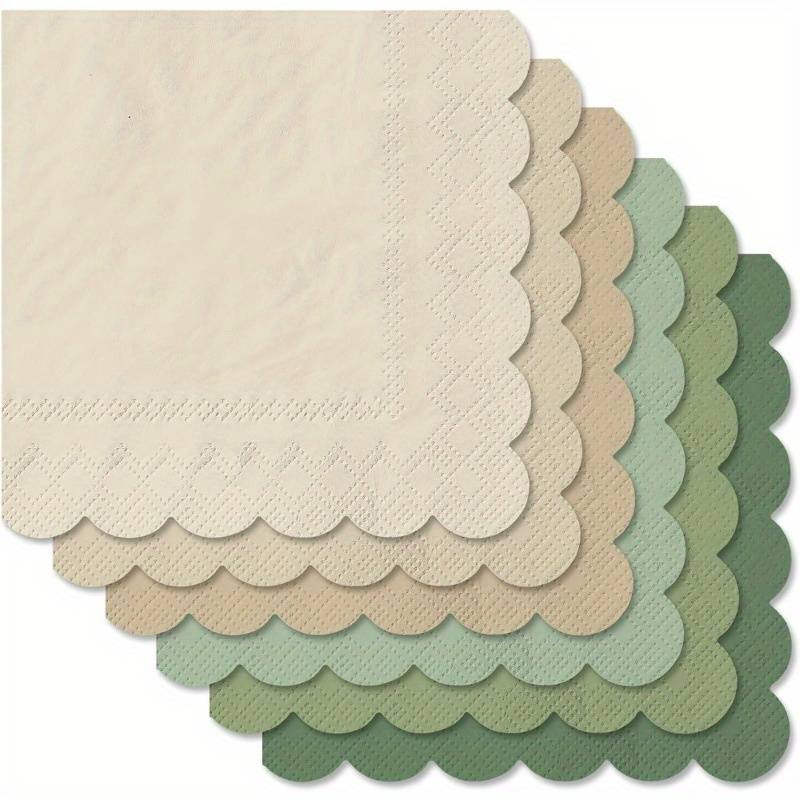 120 Pieces Gray-green Nude Cocktail Napkins, 6-color Fan-shaped Disposable Tissues, Multicolor Napkins, Suitable For Home Bar Table Party Decorations For Halloween、christmas