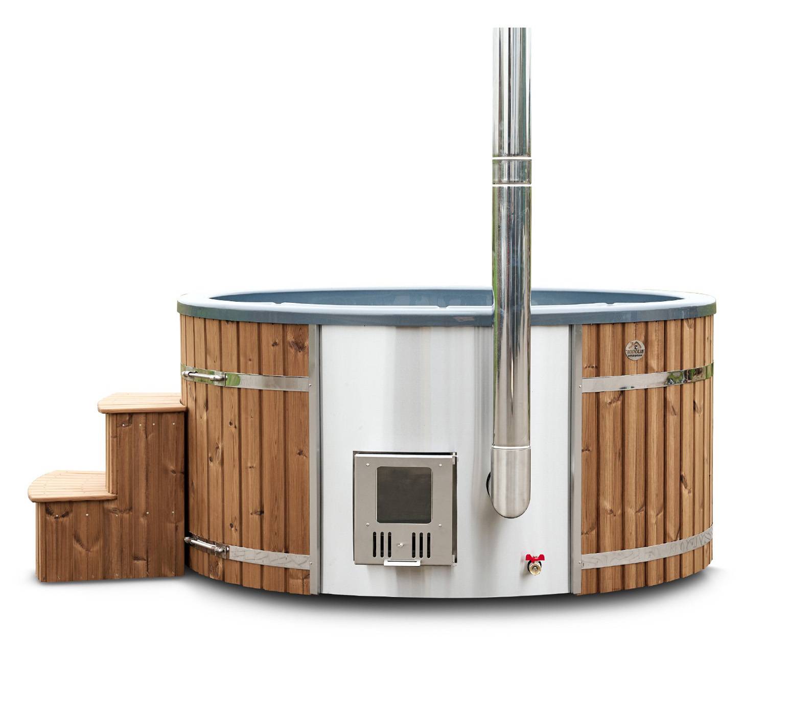 Vedeldad badtunna Wellness comfort med akrylinsats Granpanel