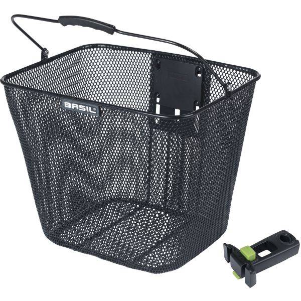 Basil Bilbao cykelkurv med KF-montering, inklusive styrholder, 26 x 22 x 27 cm - sort