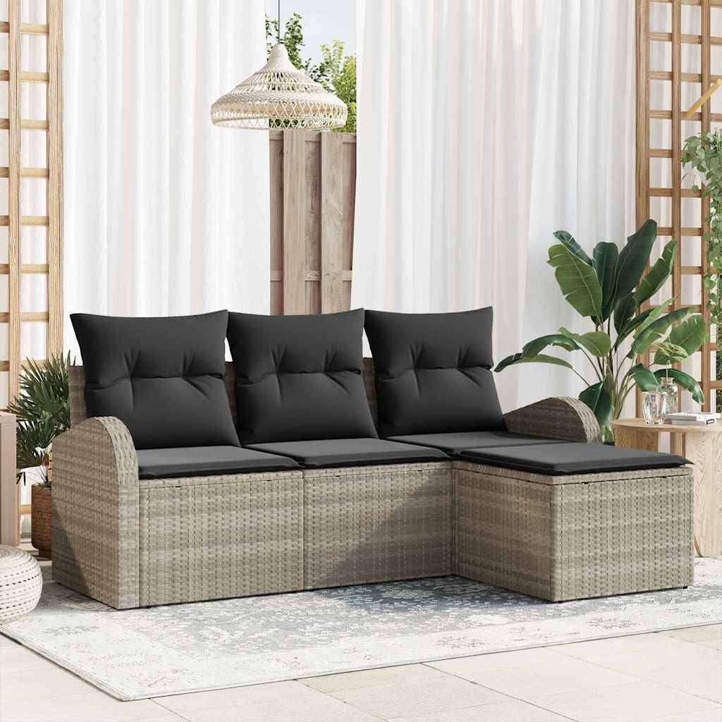 vidaXL Havesofa Sæt Lysegrå polyrattan