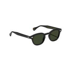 Moscot, Accessoarer, unisex, 46 MM, Matt Svart Runda Solglasögon Gröna Linser