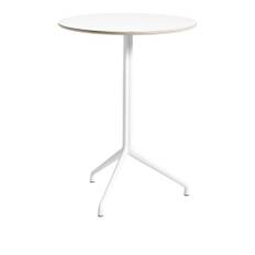 HAY - About a Table AAT20 High - White Base - White Laminate - Ø80xH105 cm - Barborde - Hee Welling - Hvid - Metal/Træ