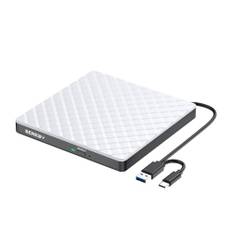 BENEWY Externes CD DVD Laufwerk USB 3.0 & Type-C CD DVD +/-RW Brenner Optische Laufwerke CD DVD Player Reader DVD Laufwerk Extern für PC Laptop Desktop MacBook Windows 11/10/8.1/7 Linux/Mac OS Weiß