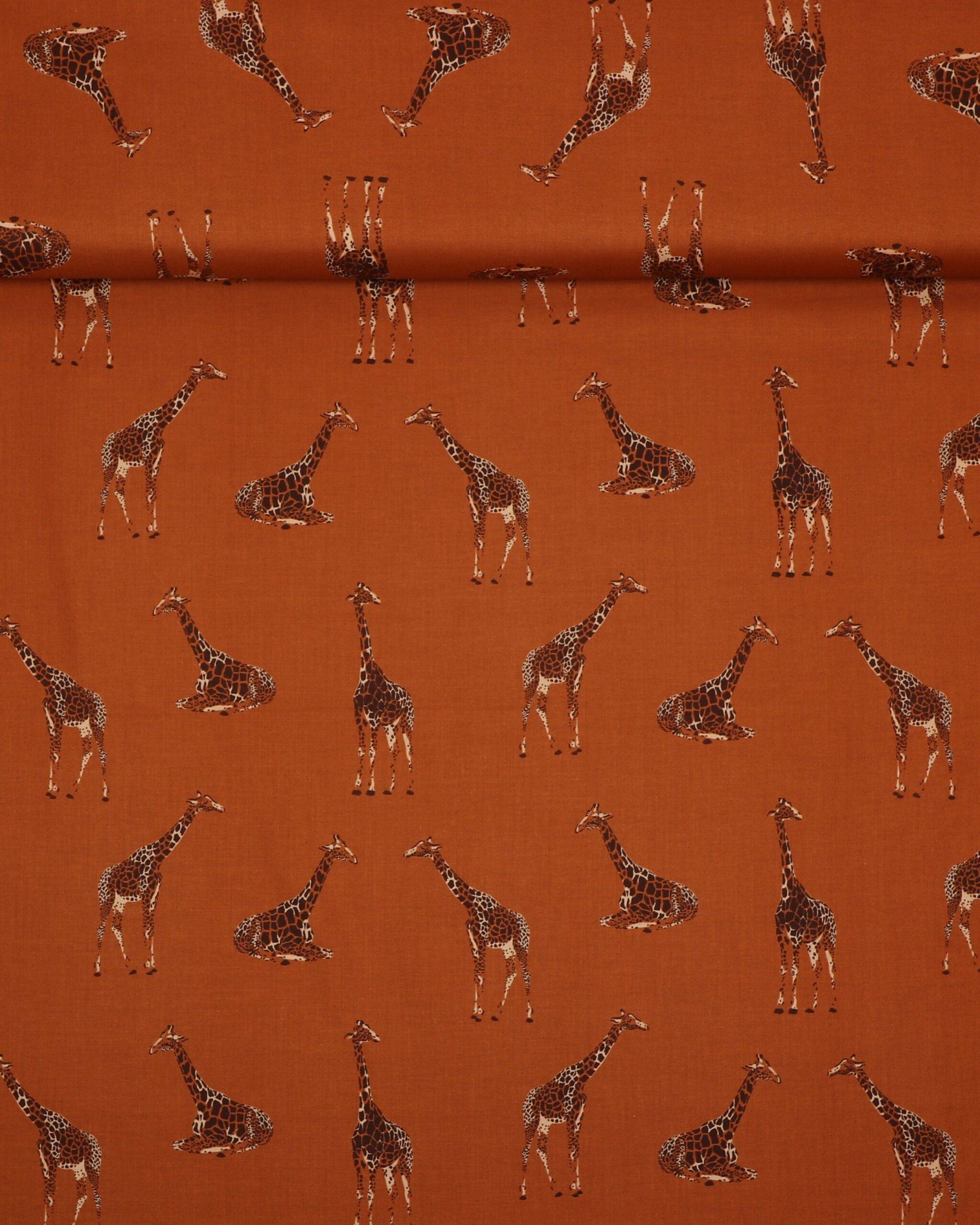 Giraffer på brun bund - Patchwork - 100% Bomuld