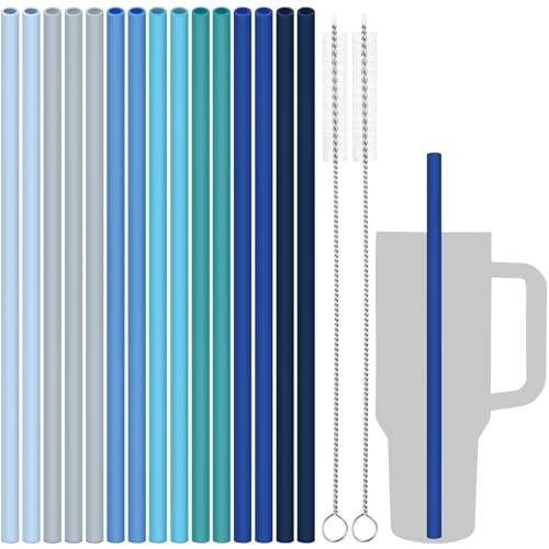 Tomorotec 15 stycken silikonsugrör passar för Stanley 40oz 30oz Tumbler | 12" (30 cm) återanvändbart långt sugrör för 40 oz Stanley Cups & Simple Modern Tumbler, trimmas för att passa, tuggvänligt