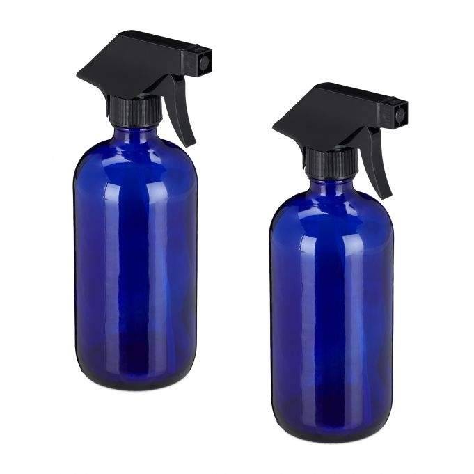 Sprayflaska glas blå, set om 2