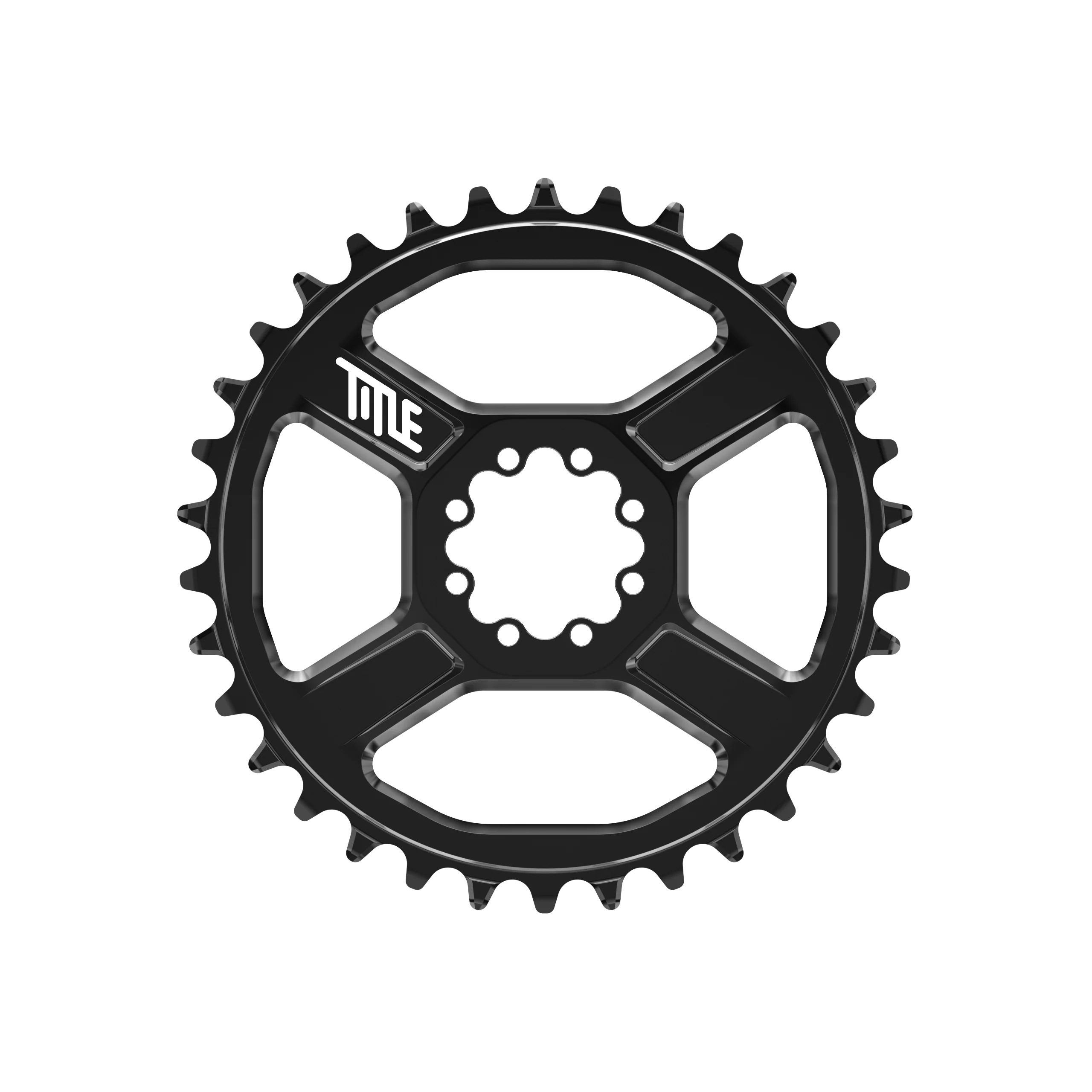 Title CR1 8-Bolt Chainring, Svart / 34T / Shimano HG12 / 3mm Offset (34T)