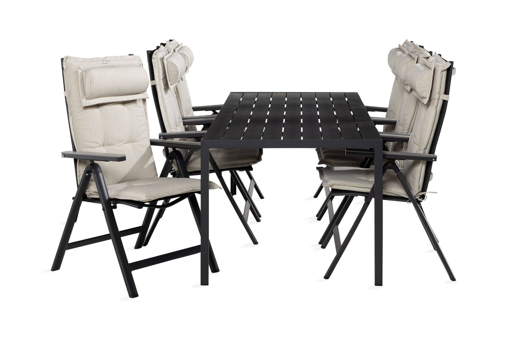 Tunis Matgrupp Utomhus 90x205 + 6 Monaco Light Stol m Dyna - Svart/Grå/Offwhite utomhus Vit,Grå,Svart Comfort Garden