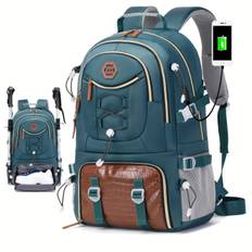 TEMU 40l Multi-functional Travel Backpack With Usb Charging Port, Shoe Compartment, And 17.3" Laptop Sleeve - Lightweight, Adjustable Straps For Hiking, Camping, And , Durable Polyester
