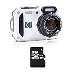 KODAK Pixpro Pack WPZ2 + 1 SD-kort, kompakt digitalkamera 16 m pixlar, 15 m vattentät, stötsäker, video 720p, 2,7 LCD-skärm - Li-Ion-batteri - vit