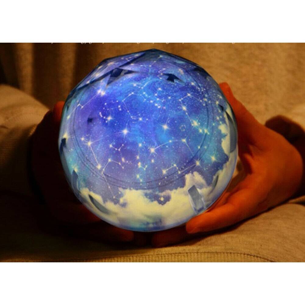 Jorduniversum led lampa färgrik rotera blinkande stjärna barn bebis stjärnhimmel nattljus planet magisk projektor - Djup safir / Vanligt