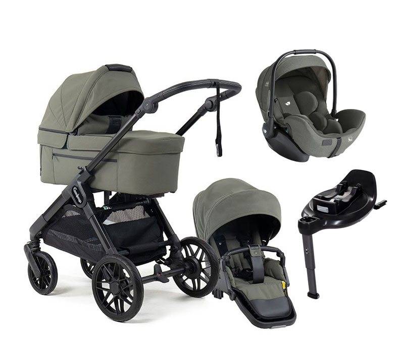 Emmaljunga Sento Max duovagn Flat+ 2027 + Joie i-Level Pro babyskydd + isofixbas