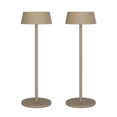 K-Bright 2 Stück LED Akku Tischleuchte 32.5cm aus Aluminium Khaki