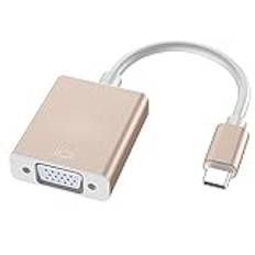 USB C till VGA-adapter, Thunderbolt 3 till VGA-adapter kompatibel med MacBook Pro 2020/2019/2018/2017, MacBook Air 5/4/iPad Pro 2018, ChromeBook, Samsung Galaxy S10/S9/S8, Huawei Mate Book, mer (guld)