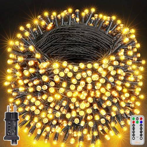 Ollny Lichterkette Außen 100m 1000 LED Warmweiß mit Fernbedienung & Timer