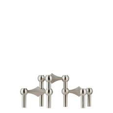 STOFF NAGEL Nagel Candle Holder (Set With 3 Pcs) - Brushed Chrome |Silver |6.9X10.2 cm