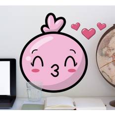 Glad emoji med rosa hjärtan tapet dekal