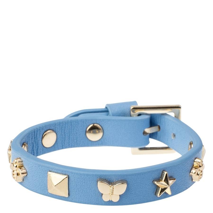 DARK Leather Sign Stud Bracelet Ibiza Blue
