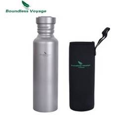 Gränslös resa titan vattenflaska med titan lock utomhus camping cykling vandring porslin drinkware 25.6oz/750ml
