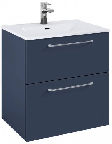 WILMA Komplet badmiljø i MDF og keramik H63,5 x B60 cm - Mat marineblå/Krom