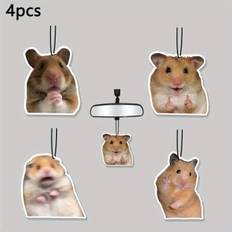 TEMU 4pcs Hilarious Hamster Theme Car Aromatherapy Tablets, Wardrobe Air Fresheners, Perfumes, Rearview Mirror Hanging Decorations, Car Accessories Interior Pendants