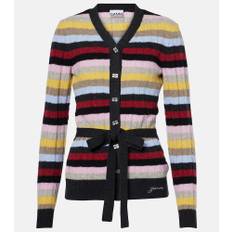 Ganni Striped cable-knit wool-blend cardigan - multicoloured - M