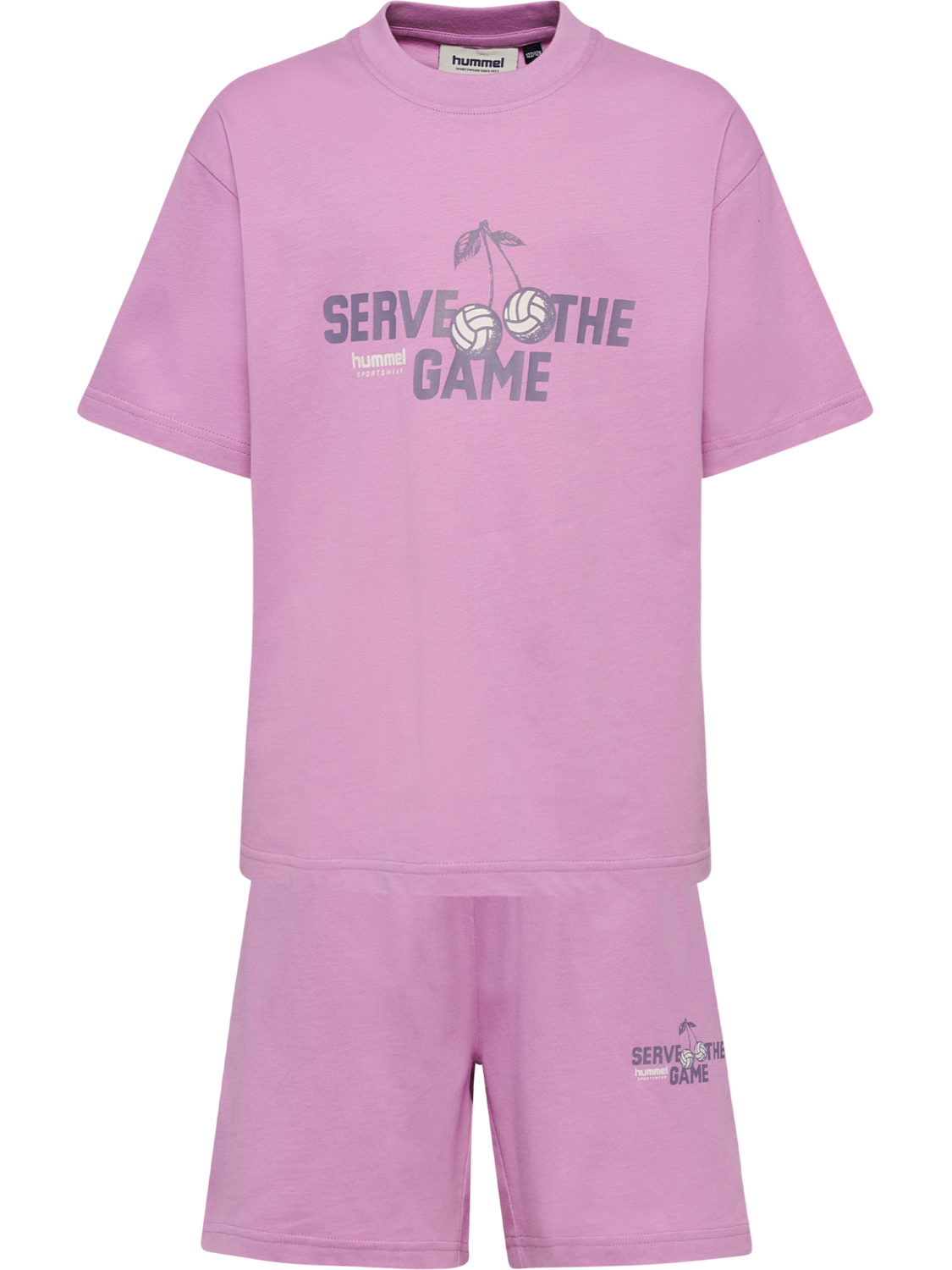 Hummel - Jr Loose Set Hs Graphic | Lilla | Shorts Set | Børn | Str: 158/164 - Hurtig levering 1-2 hverdage