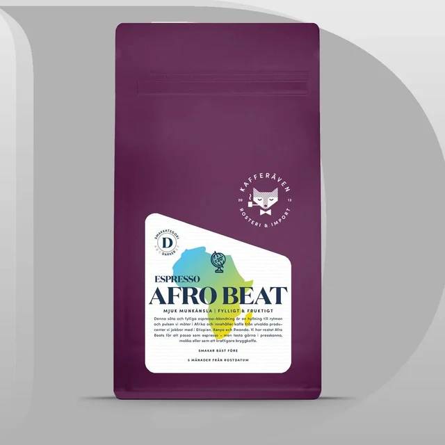 Kafferäven - Afro Beat - Espresso - Lätt mörkrostade hela kaffebönor - 500g