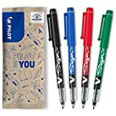 Pilot 2,0 mm V-skylt penna flytande bläck spets - svart/blå/röd/grön (paket med 4)