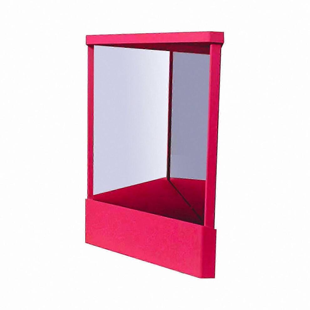 (L, Rose Red) True Image Vanity Mirror for Makeup Precision Reflection Non-Magnifying Tabletop Beauty Tool for Face Realistic Non-Reversing Design