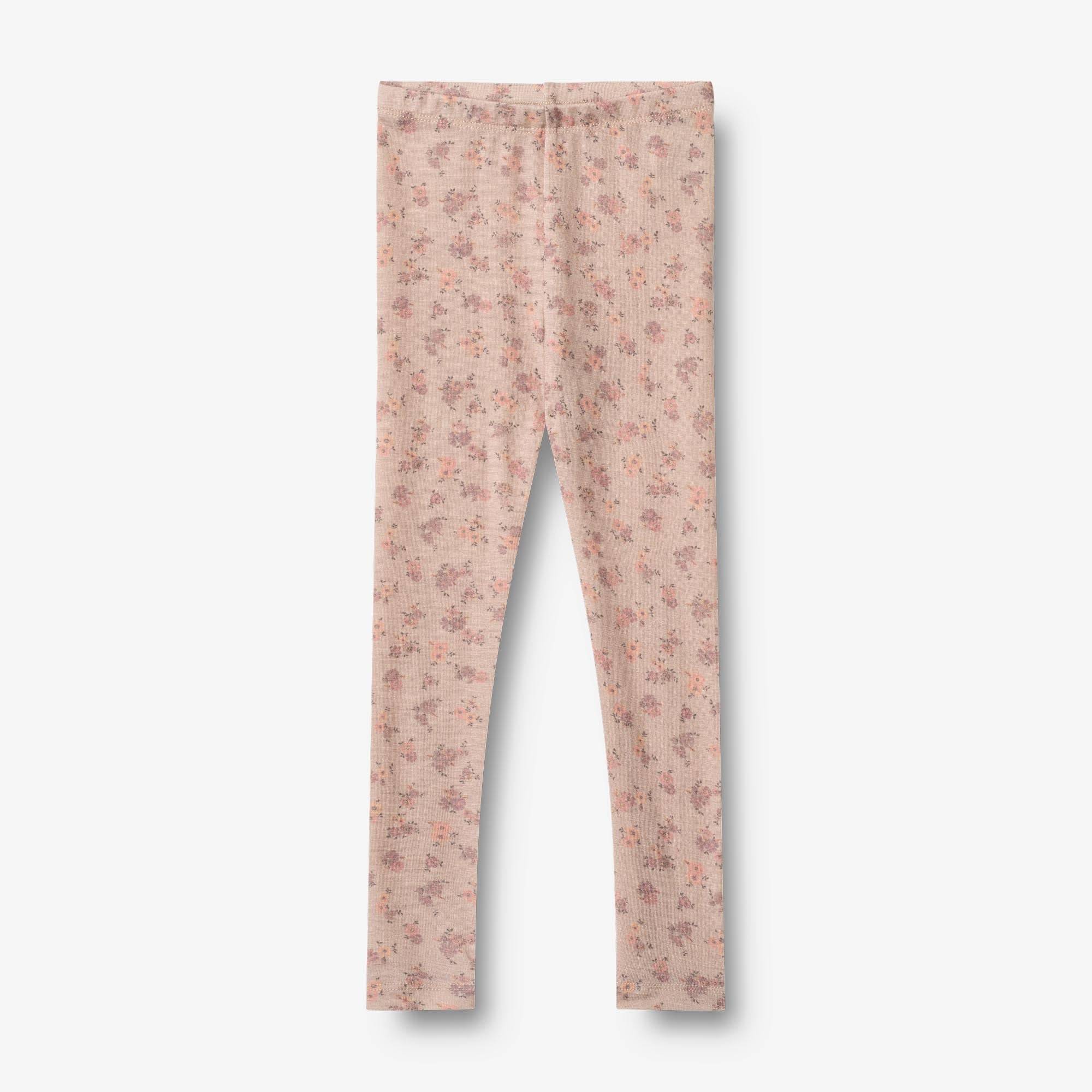WHEAT® - Uld Leggings Agi - lilac flowers - Str 122.